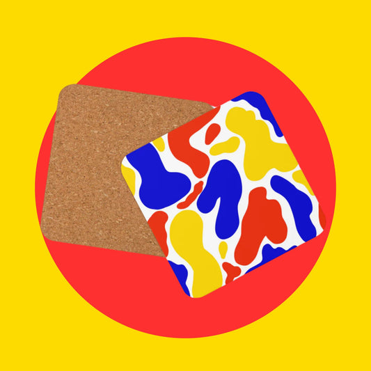 Primary Colour Cork-Back Coaster